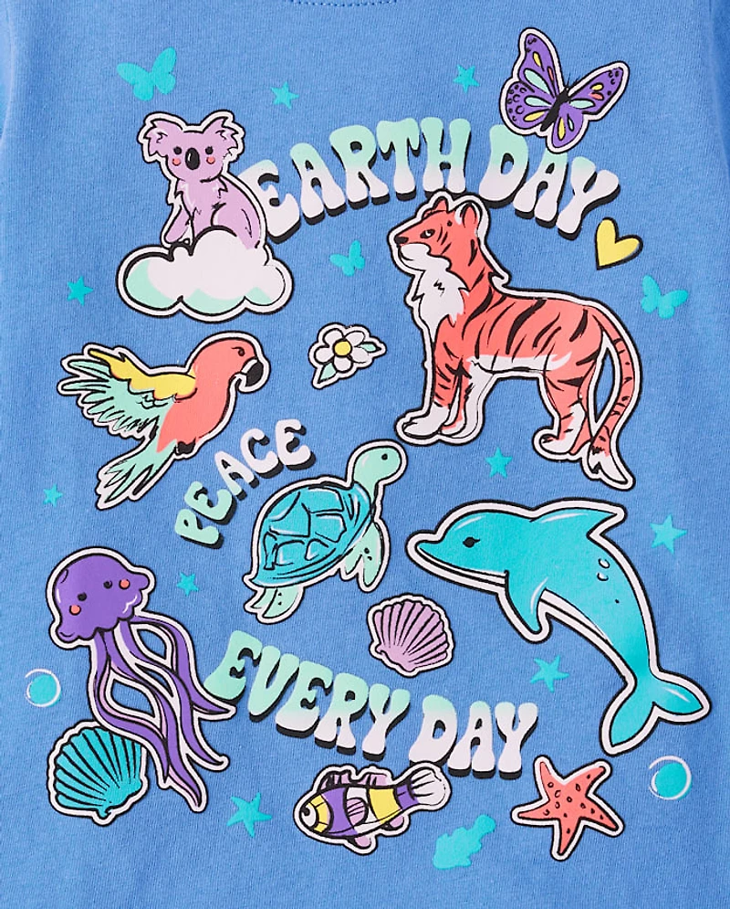 T-shirt graphique pour bébés et petites filles, motif animaux du Jour de la Terre