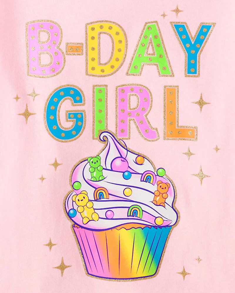 Girls Birthday Girl Cupcake Graphic Tee