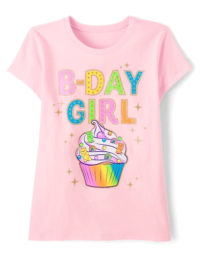 Girls Birthday Girl Cupcake Graphic Tee