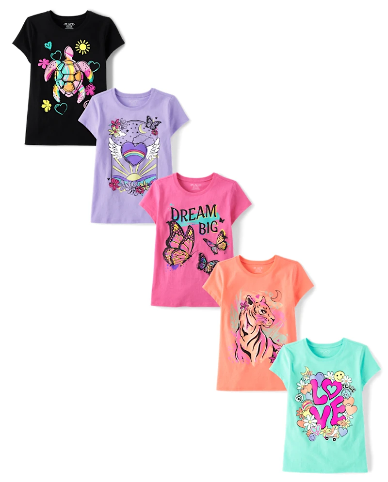 Girls Trend Graphic Tee 5-Pack