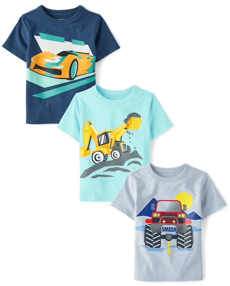 Baby And Toddler Boys Vehicle Graphic Tee 3-Pack