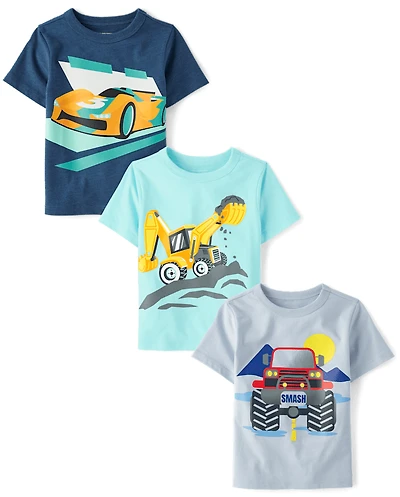 Baby And Toddler Boys Vehicle Graphic Tee 3-Pack