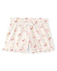 Toddler Girls Floral Ruffle Paperbag Waist Shorts