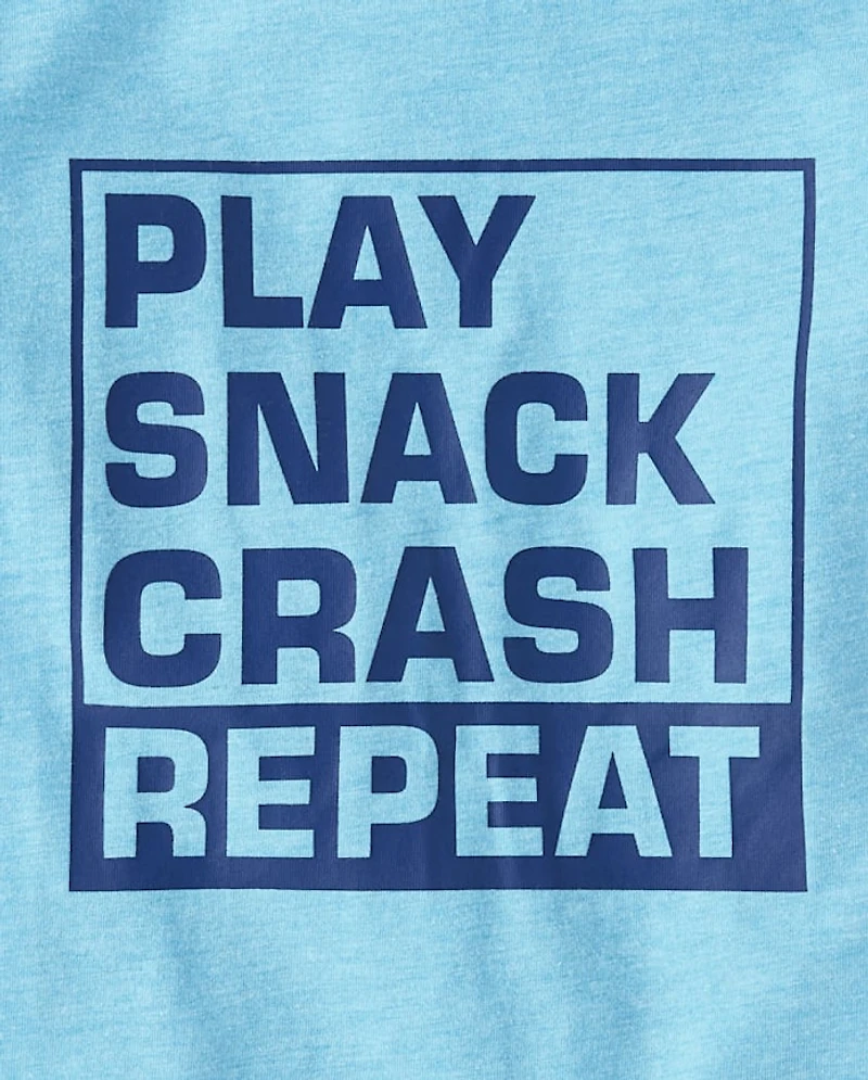 Baby And Toddler Boys Play Snack Crash Repeat Graphic Tee
