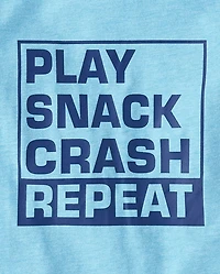 Baby And Toddler Boys Play Snack Crash Repeat Graphic Tee