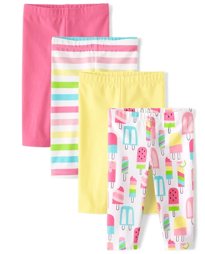 Toddler Girls Popsicle Capri Leggings 4-Pack