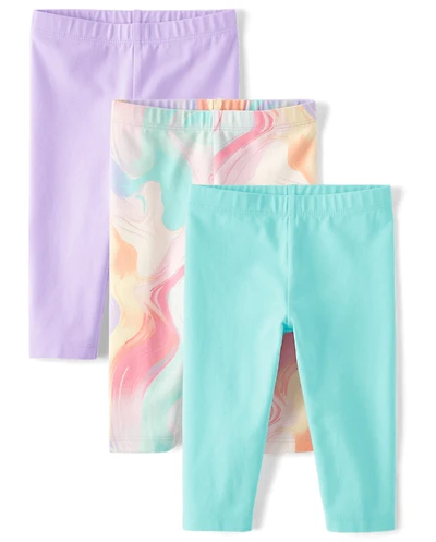 Lot de 3 leggings Capri marbrés pour petites filles