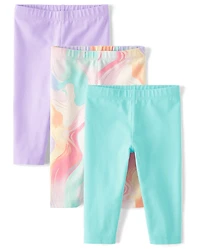 Toddler Girls Marble Capri Leggings 3-Pack