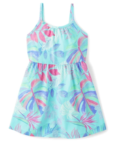 Baby And Toddler Girls Tropical Leaf Tank Dress