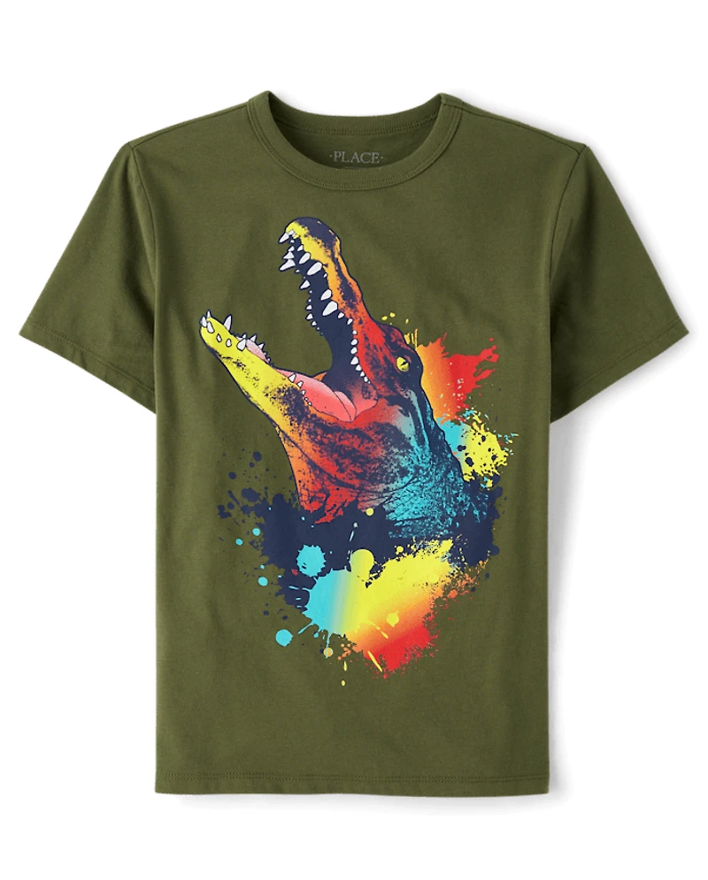 Boys Paint Splatter Alligator Graphic Tee