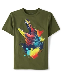 Boys Paint Splatter Alligator Graphic Tee