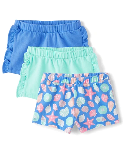 Toddler Girls Seashell Shorts 3-Pack