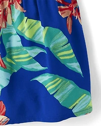 Toddler Girls Matching Family Tropical Ruffle Swing Dress