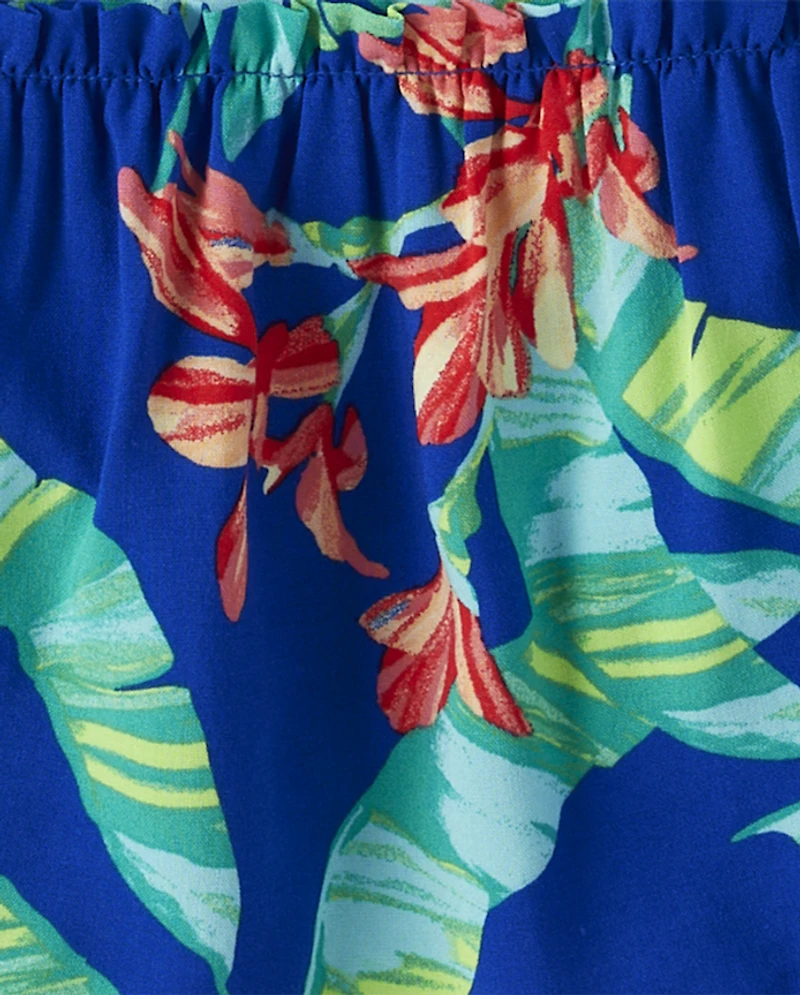 Robe trapèze à volants tropicale assortie pour toute la famille petites filles