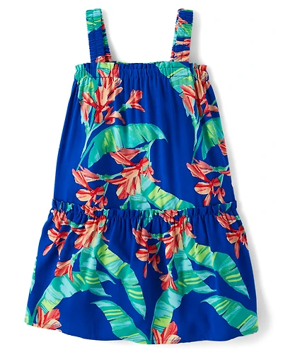 Toddler Girls Matching Family Tropical Ruffle Swing Dress