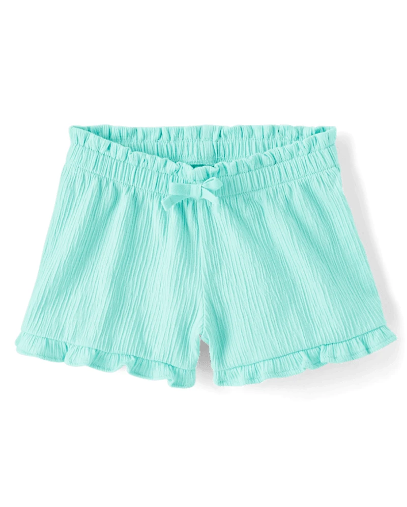 Toddler Girls Jacquard Ruffle Paperbag Waist Shorts
