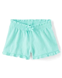 Toddler Girls Jacquard Ruffle Paperbag Waist Shorts