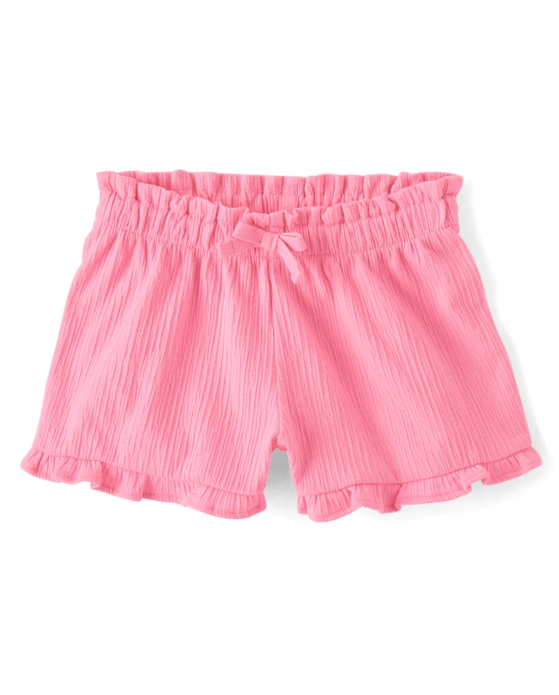Toddler Girls Jacquard Ruffle Paperbag Waist Shorts