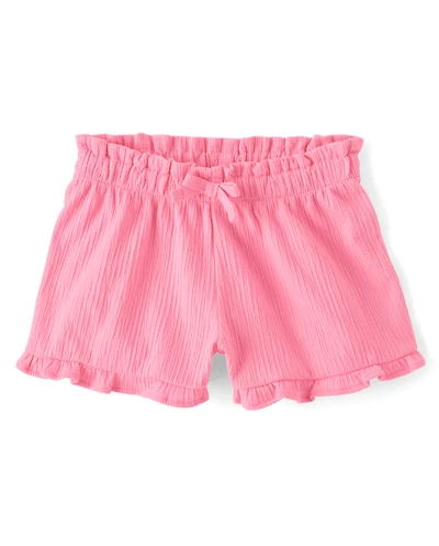 Toddler Girls Jacquard Ruffle Paperbag Waist Shorts