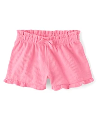 Toddler Girls Jacquard Ruffle Paperbag Waist Shorts