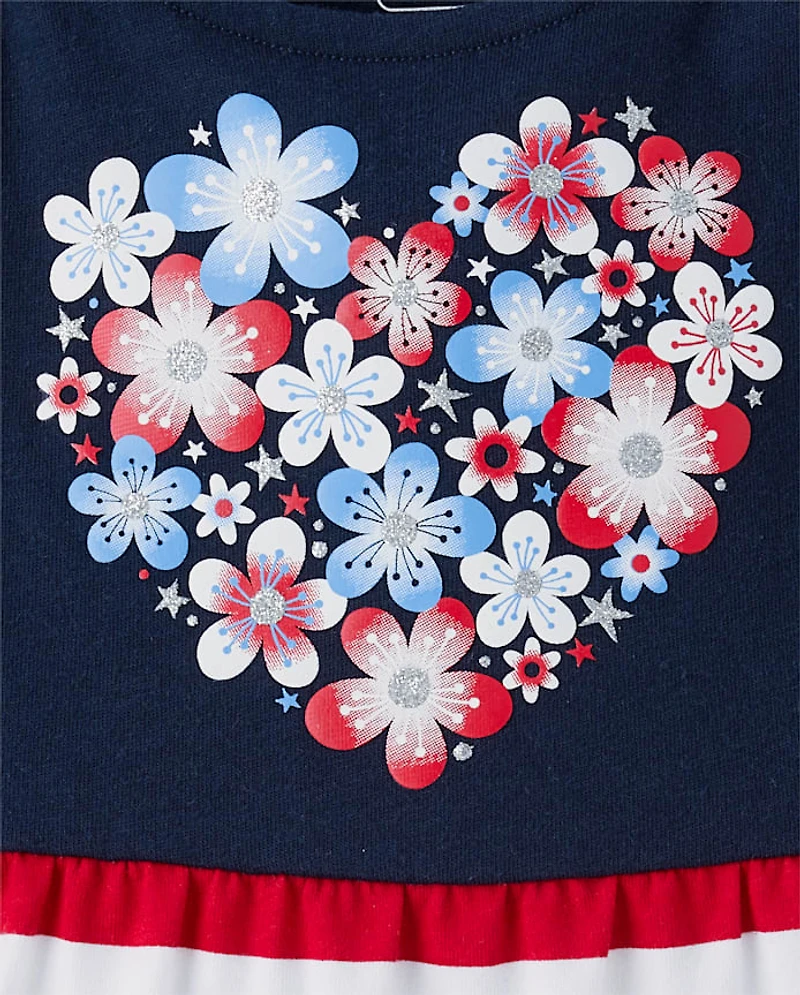 Toddler Girls Americana Tie Shoulder Dress