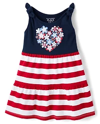 Toddler Girls Americana Tie Shoulder Dress