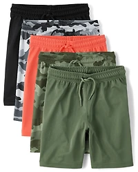 Boys Camo Performance Basketball Shorts 5-Pack