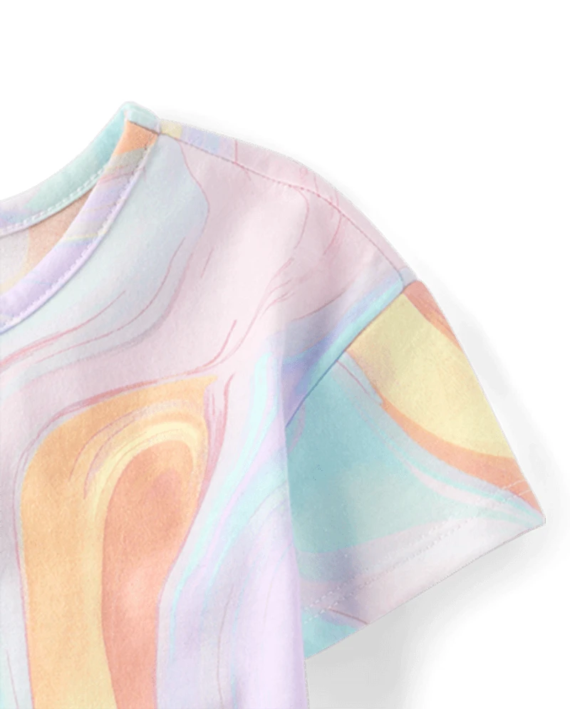 Toddler Girls Rainbow Marble Top 3-Pack