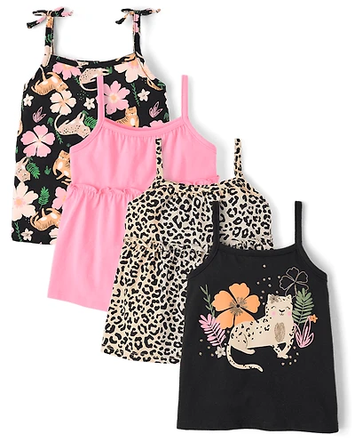 Toddler Girls Leopard Peplum Tank Top 4-Pack