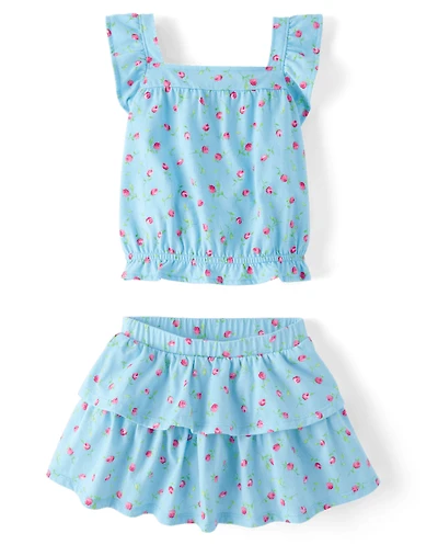 Toddler Girls Floral Flutter 2-Piece Outfit Set