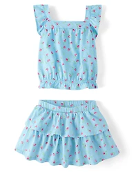Toddler Girls Floral Flutter 2-Piece Outfit Set