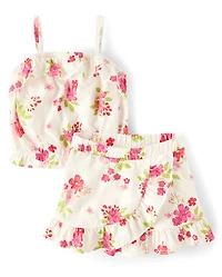 Toddler Girls Floral Ruffle 2-Piece Outfit Set