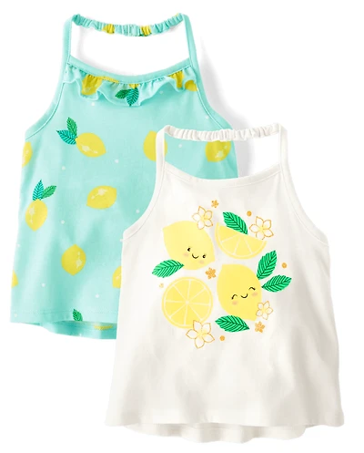 Toddler Girls Graphic Halter Tank Top 2-Pack
