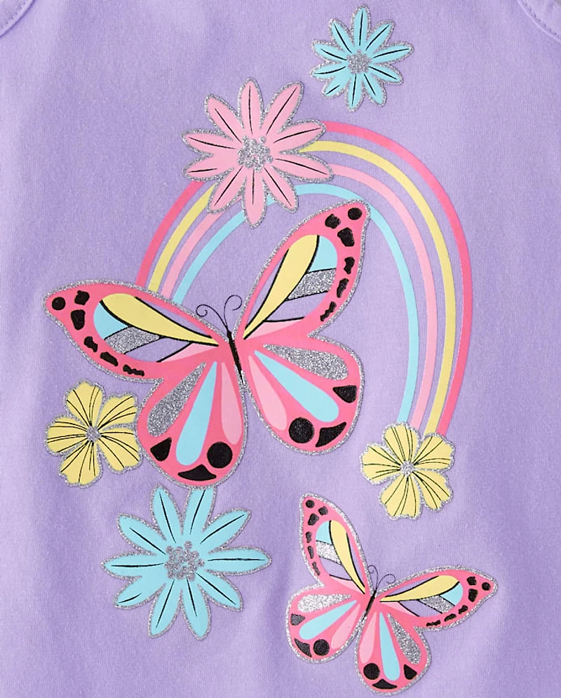 Toddler Girls Butterfly Ruffle Tank Top 3-Pack