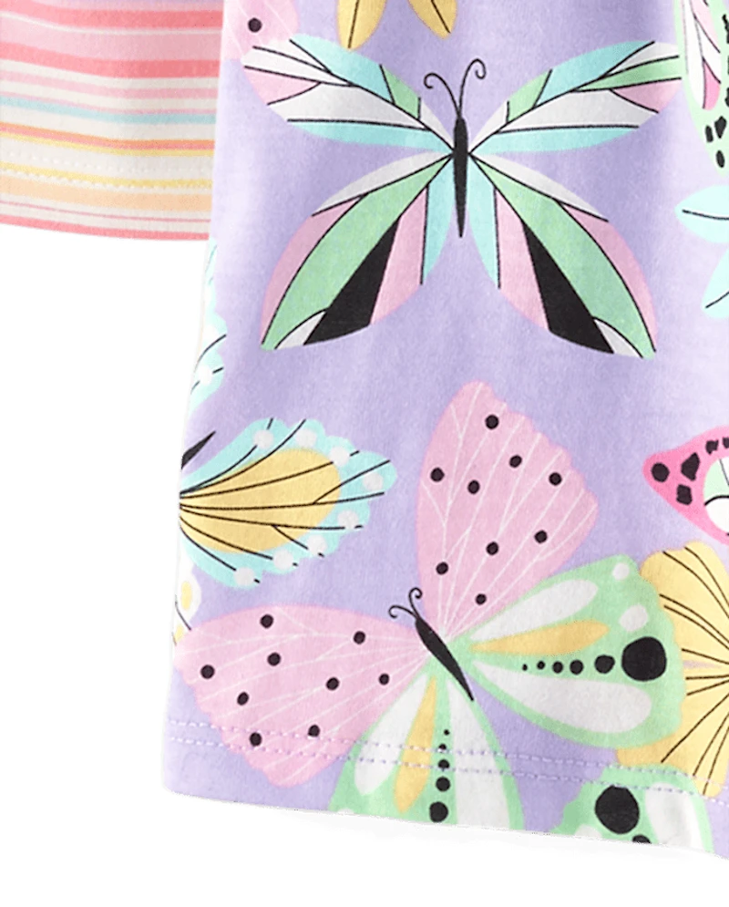 Toddler Girls Butterfly Ruffle Tank Top 3-Pack