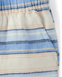 Boys Striped Linen-Blend Pull On Jogger Shorts