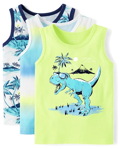 Baby And Toddler Boys Print Tank Top 3-Pack