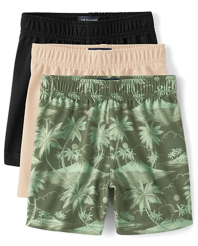 Baby And Toddler Boys Print Performance Basketball Shorts 3-Pack