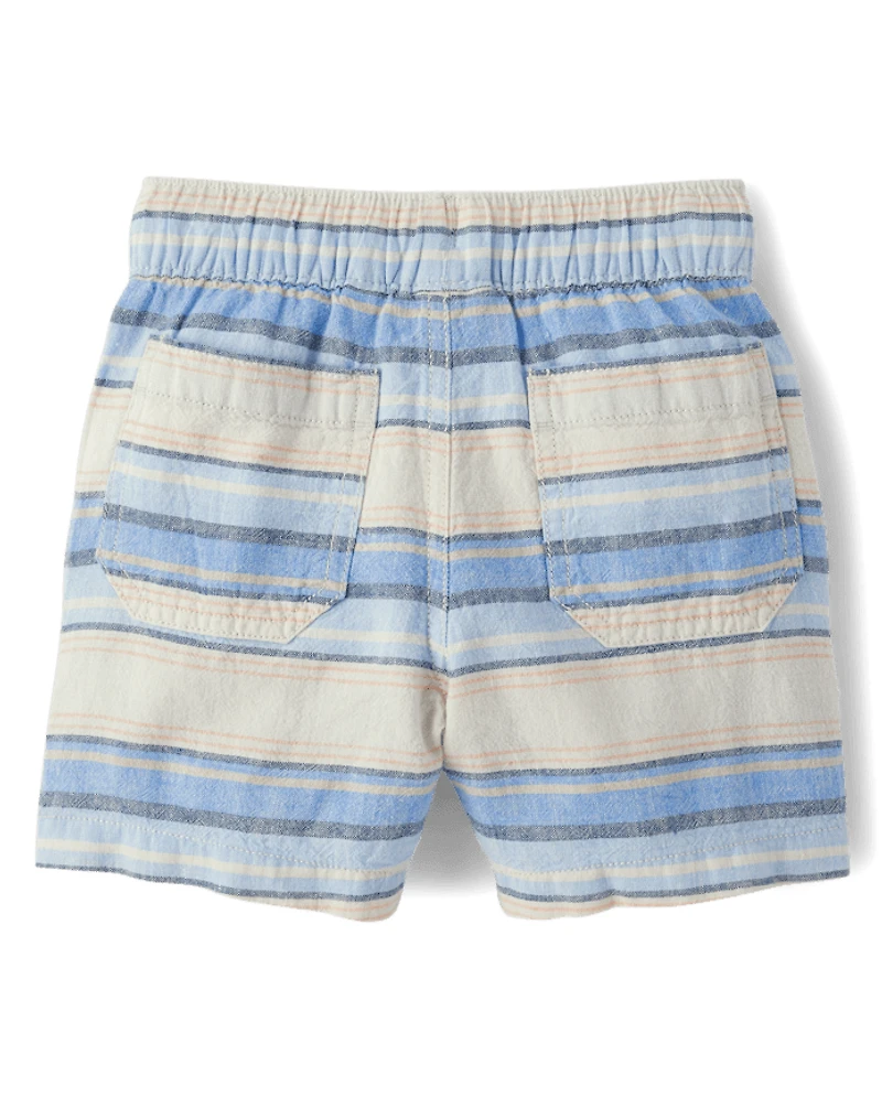 Baby And Toddler Boys Striped Linen-Blend Pull On Jogger Shorts