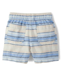 Baby And Toddler Boys Striped Linen-Blend Pull On Jogger Shorts