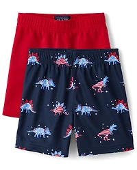 Baby And Toddler Boys Americana Dino Performance Basketball Shorts 2-Pack