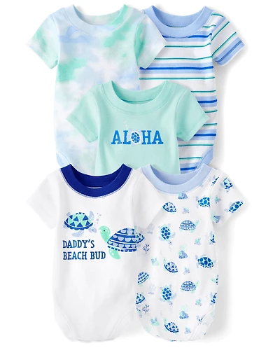 Baby Boys Turtle Bodysuit 5-Pack