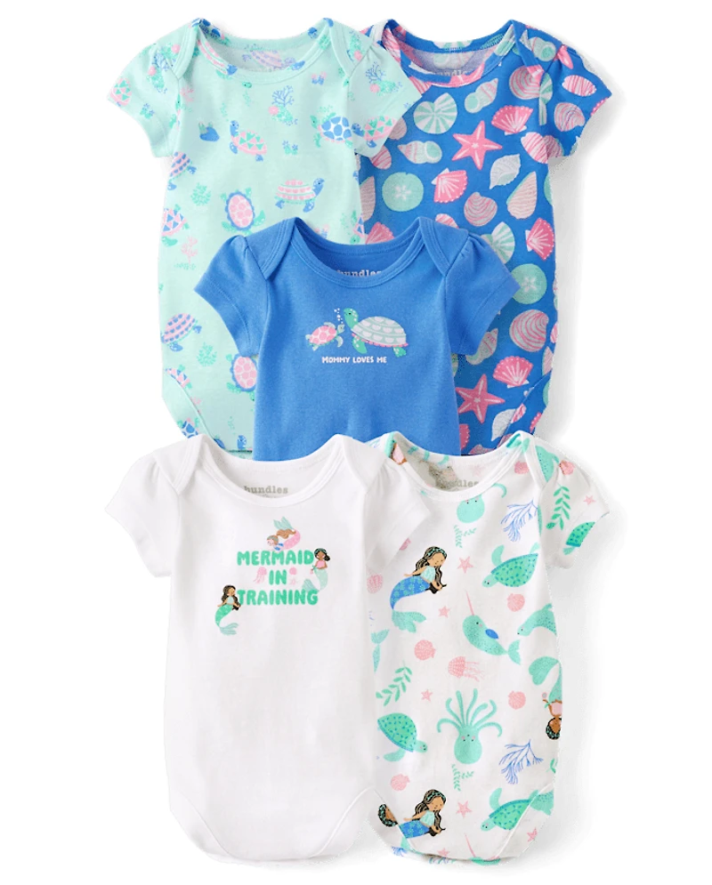 Baby Girls Sea Creature Bodysuit 5-Pack