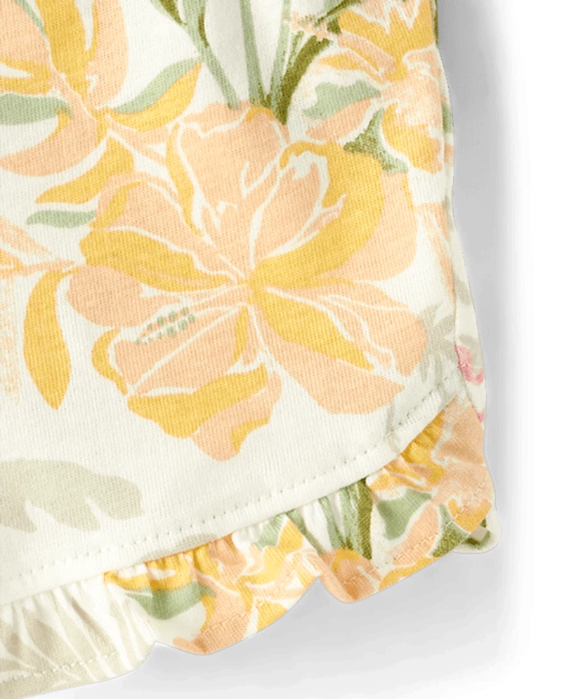 Baby Girls Tropical Ruffle Shorts 3-Pack