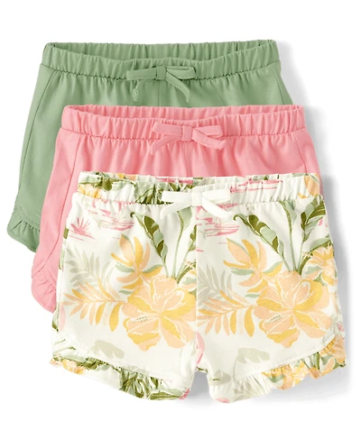 Lot de 3 shorts à volants tropicaux pour bébé fille