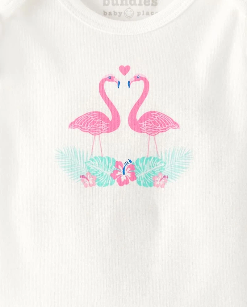 Baby Girls Flamingo Bodysuit 5-Pack