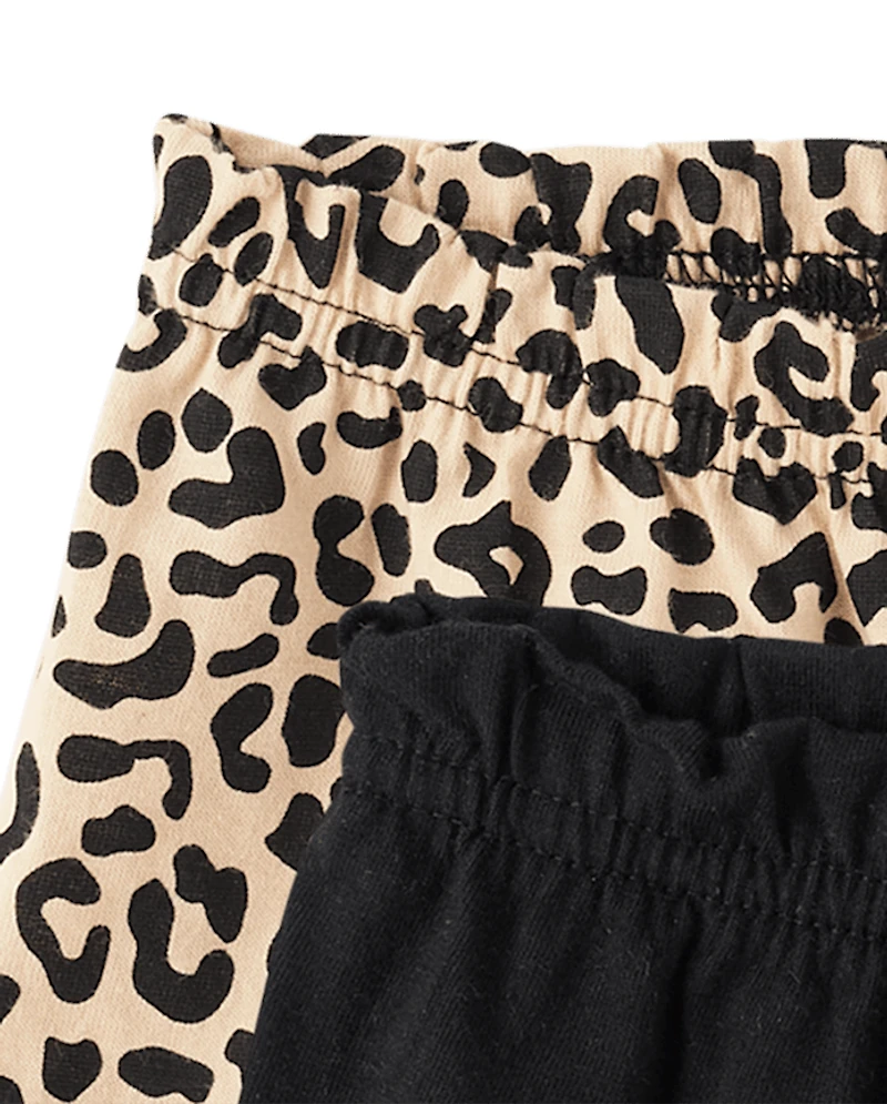 Baby Girls Leopard Paperbag Waist Shorts 3-Pack