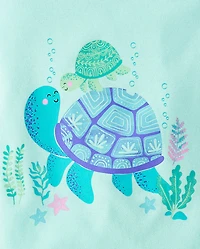 Pyjama en coton ajusté à motif tortue pour bébés et petites filles