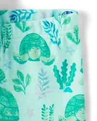 Pyjama en coton ajusté à motif tortue pour bébés et petites filles