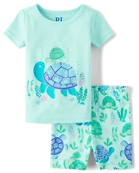 Baby And Toddler Girls Turtle Snug Fit Cotton Pajamas